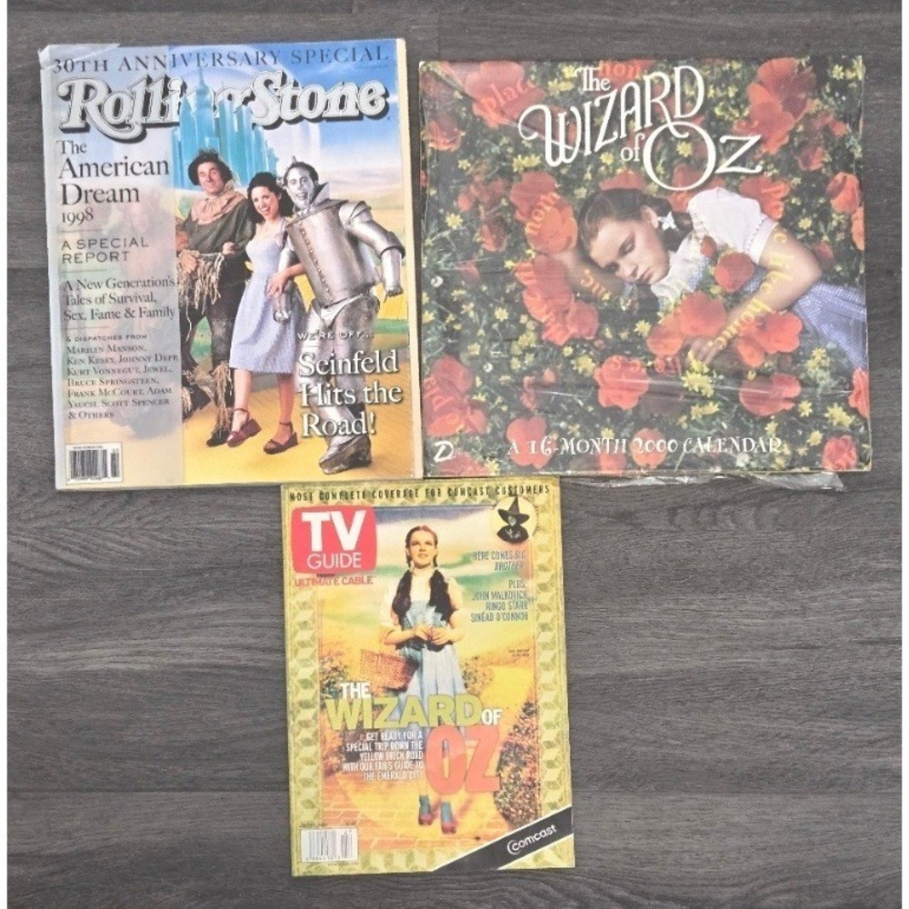 VTG Wizard of Oz 60th Ann. 98 Seinfeld Rolling Stone, 99 TV Guide, 2000 Calendar